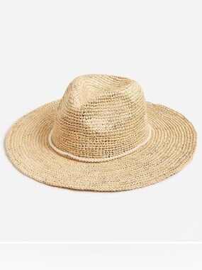 J. Crew Wide-brim Packable Straw Hat with Pearls in Natural